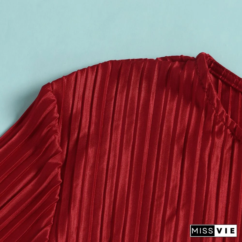 Pleated Loose Blouse Crop Top Wide Leg Pants Outfits