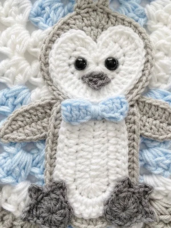 Lulusnow Handmade Blue Penguin Blanket Bear Blanket Crochet Animal Baby Blanket Gifts For Baby 