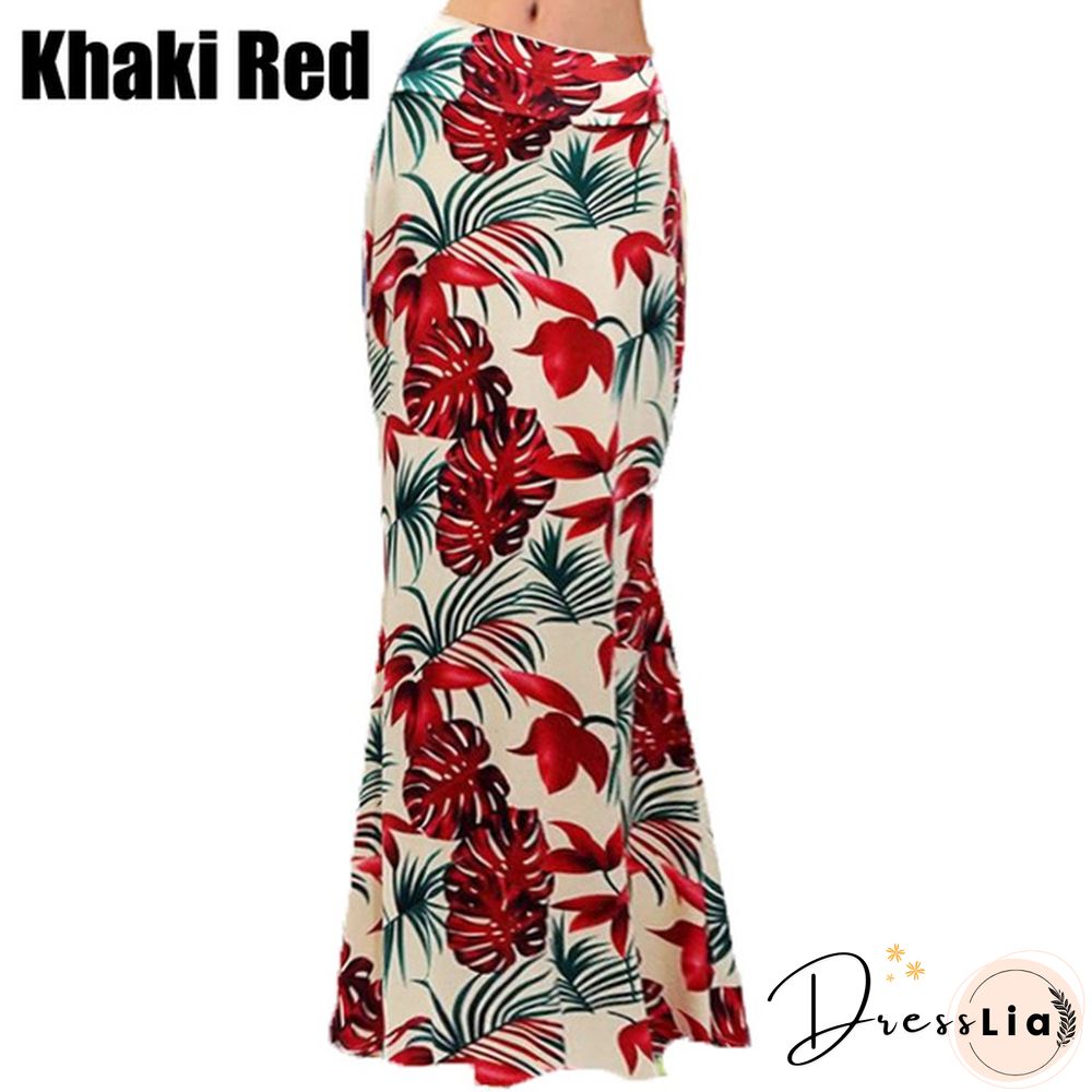 Womenufashion Summer Long Skirts Maxi Skirt Floral Print Casual Skirts High Waist Long Dress Plus Size
