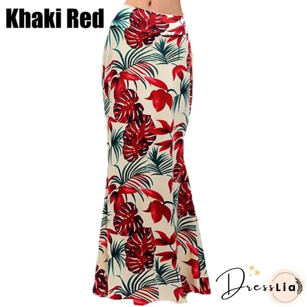 Womenufashion Summer Long Skirts Maxi Skirt Floral Print Casual Skirts High Waist Long Dress Plus Size
