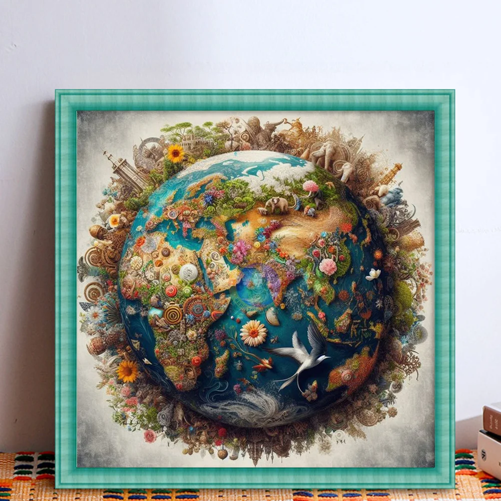 14CT Full Stamped Cross Stitch - Earth(Canvas|50*50CM)