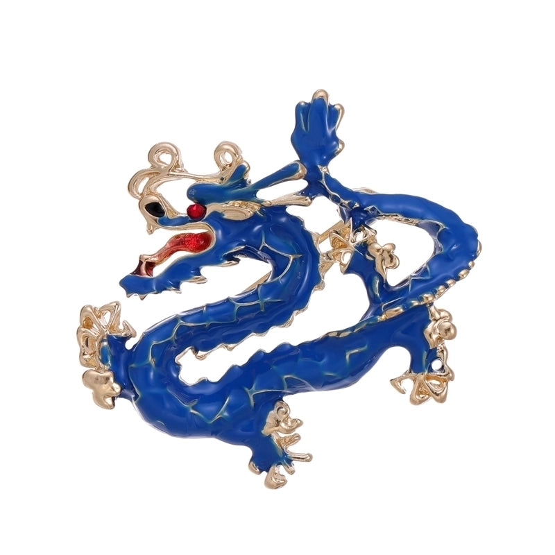 Chinoiserie Animal Dragon Alloy Inlay Rhinestones Pearl Adults Unisex Corsage Brooches Collar Pin