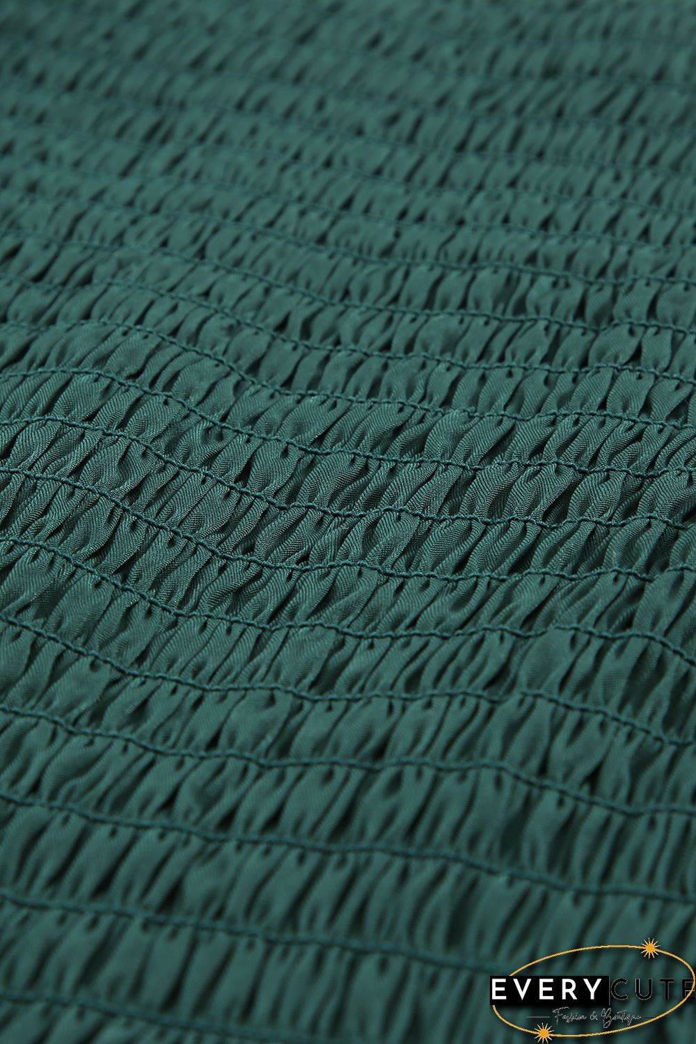 Green Puff Sleeve Smocked Top