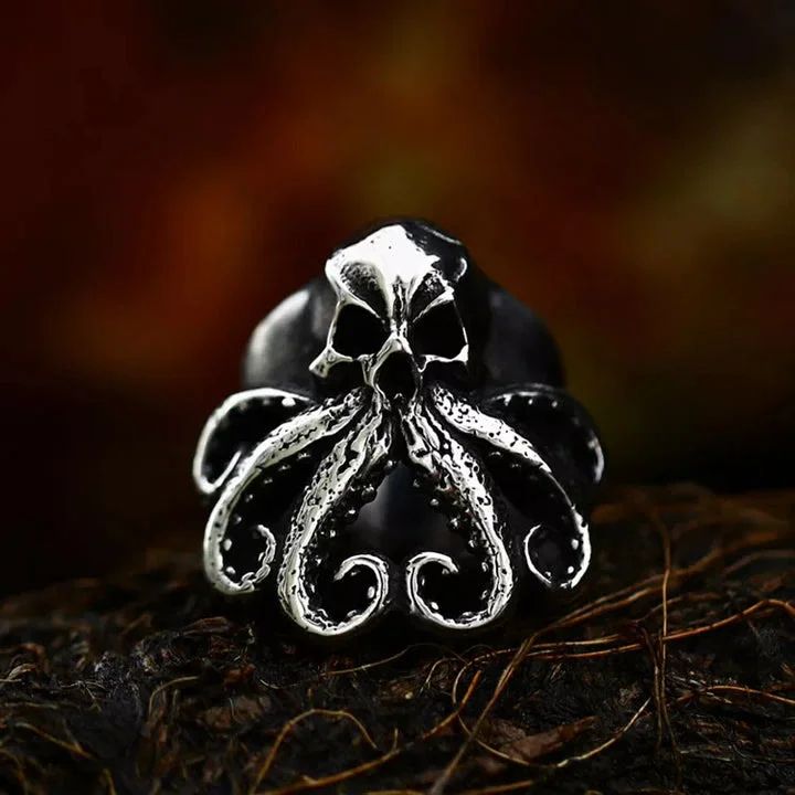 Coutureaura Octopus Skull Punk Stainless Steel Seaman Ring