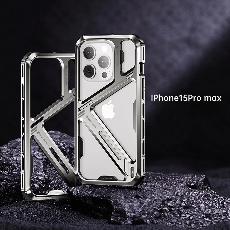 iPhone14/15 titanium alloy hollow all-inclusive mobile phone case