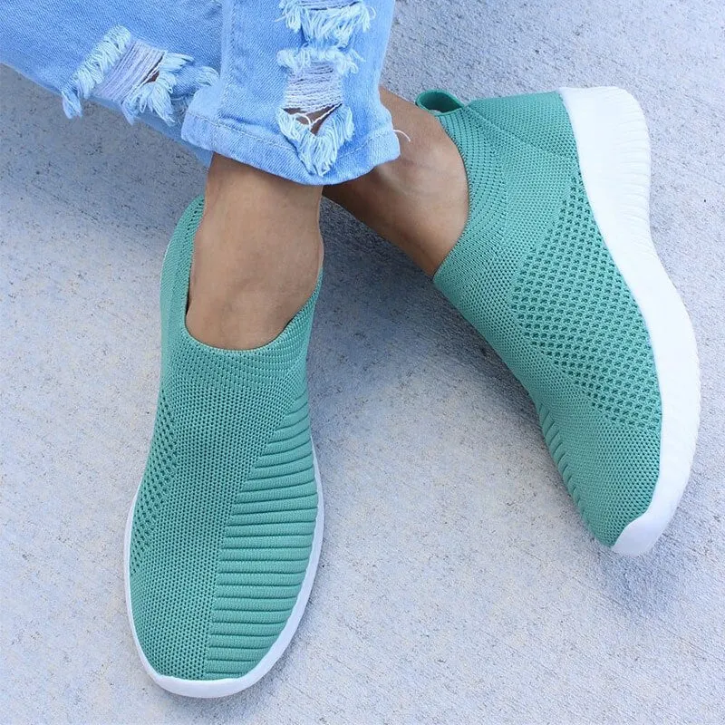 Women Shoes Slip On Women Flats Plus Size 43 Socks Sneakers White Flat Shoes Female Casual Footwear Summer Autumn Zapatos Mujer