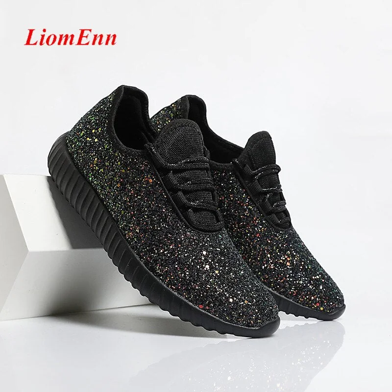 Summer Shoes for Women Glitter Luxury Sneakers Women's Running Sport Shoes Red Silver Pink Black Tennis Vulcanize Shoes basket