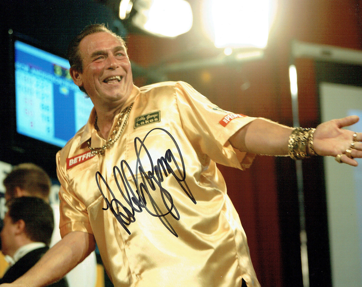 BOBBY GEORGE British Darts Legend RARE SIGNED Autograph 10x8 Photo Poster painting AFTAL RD COA