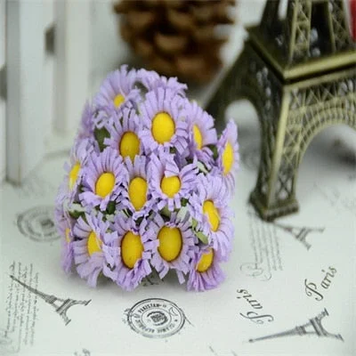 10pcs/lot Mini Silk Daisy Artificial Flowers Bouquet Multicolor Scrapbooking Flower flowers DIY Ball Stamen Wedding Decoration