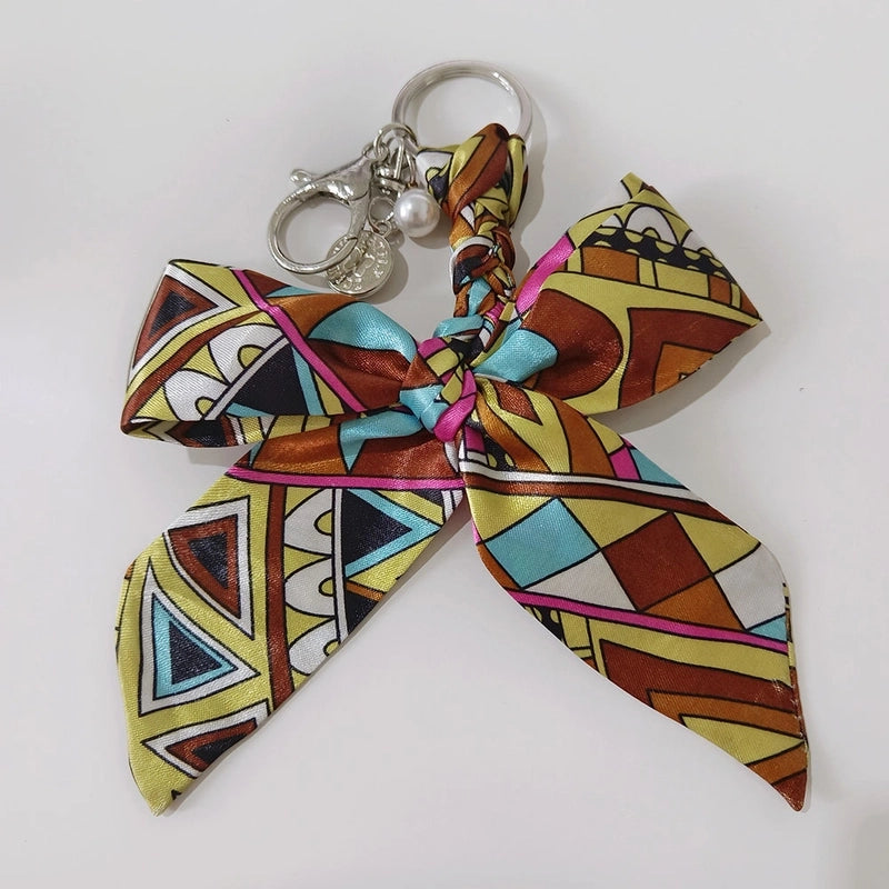 Sweet Minimalist Bow Knot Cloth Metal Unisex Bag Pendant Keychain