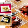 10 Pack | 8" Glossy Ivory Square Plastic Dessert Appetizer Plates With Wide Rim