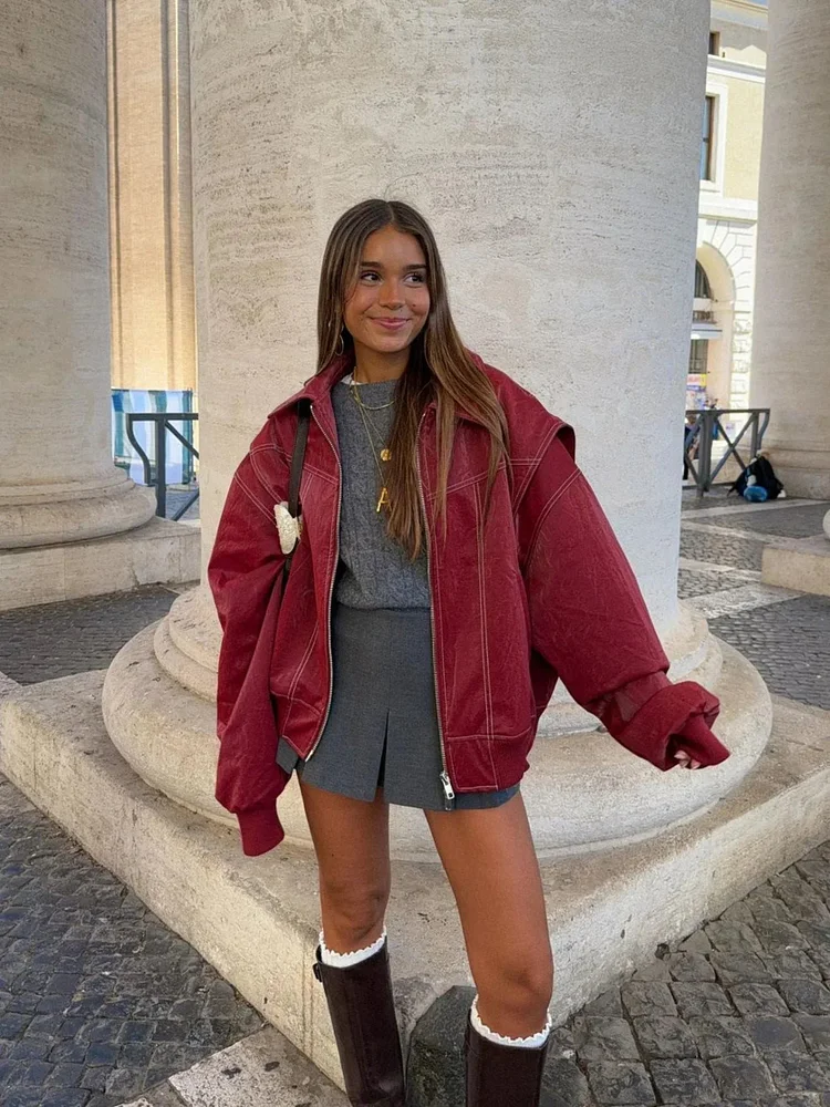 Oversized leather jacket