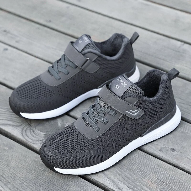 Nine o'clock Quality Mesh Men Casual Shoes Winter Warm Lined Female Sneakers Anti-skid Breathable Footwear Stylish Soft Bottom
