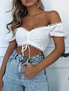 Solid Color Off-The-Shoulder Shirt Tops