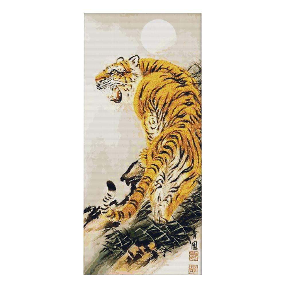 

Mountain Tiger - 14CT Stamped Cross Stitch - 42*84cm (Big Size), 501 Original