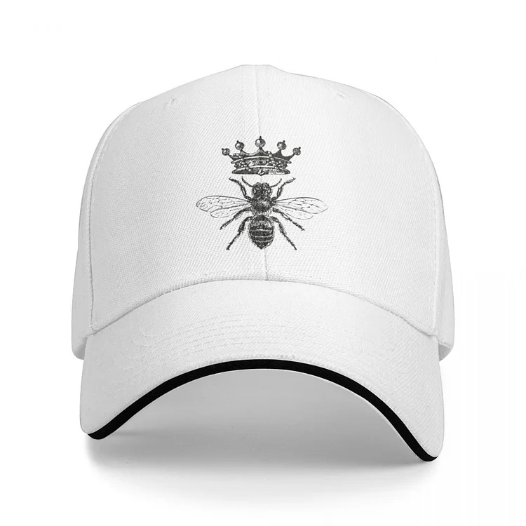 Queen Bee Vintage Honey Bees Black and White Cap Baseball Cap fluffy hat sunhat women hat Mens