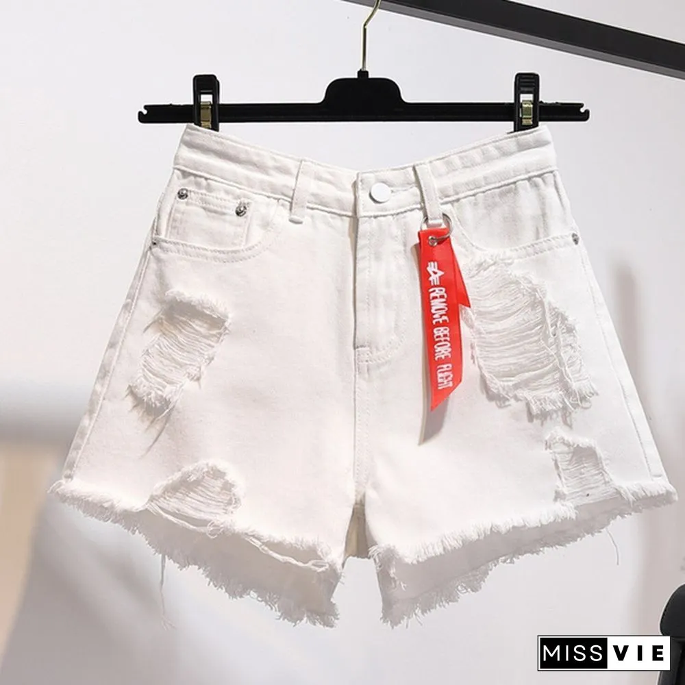 New Womens Denim Shorts European & American Loose Wide Leg Hot Pants Light Color