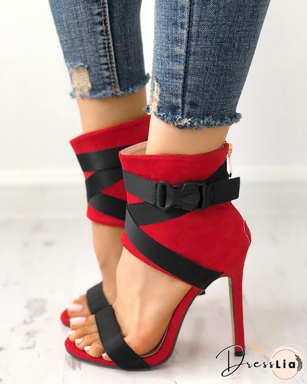 Splicing Bandage Peep-toe High Heeled Sandals