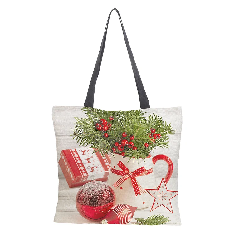 Linen Eco-friendly Tote Bag - Christmas
