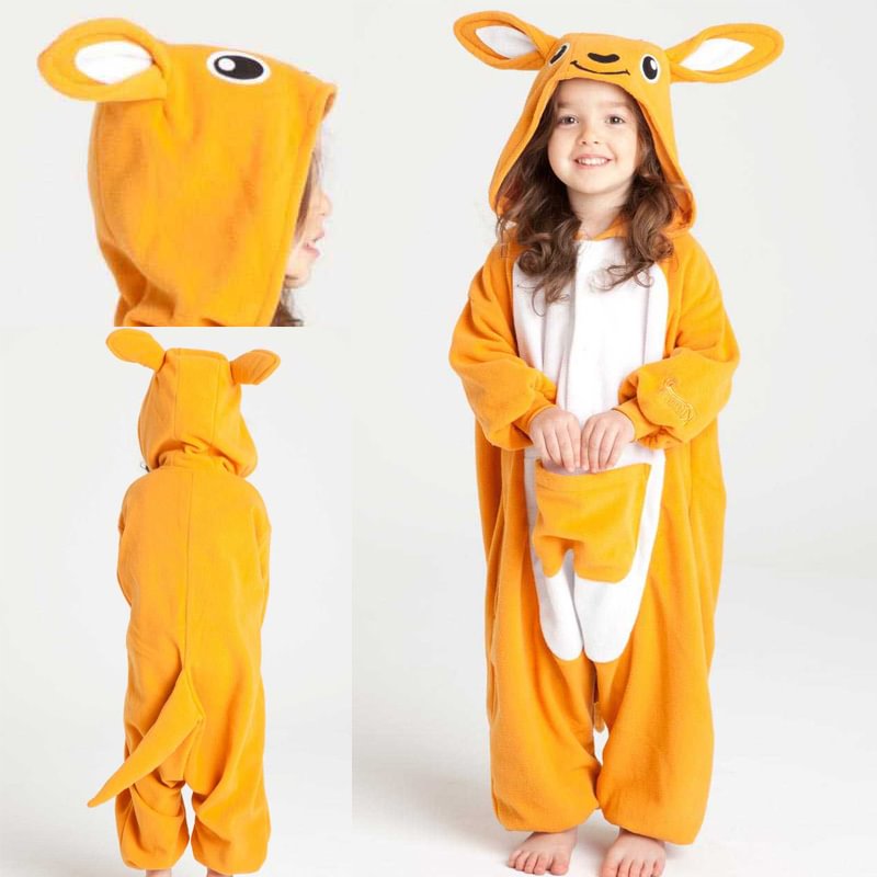 Kids Onesies Hoodie Kangaroo Animal Pajamas Kigurumi Costume-Pajamasbuy