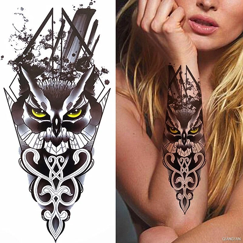 Black Sexy Flower Temporary Tattoos Sticker Arm Sleeve Rose Tree Skull Lion Bear Snake Henna Body Decorate Fake 3D Women Totem