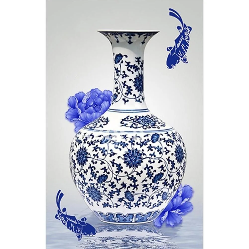 Diamond Painting - Partial Special Shaped Drill - Blue and white porcelain(40*60cm)