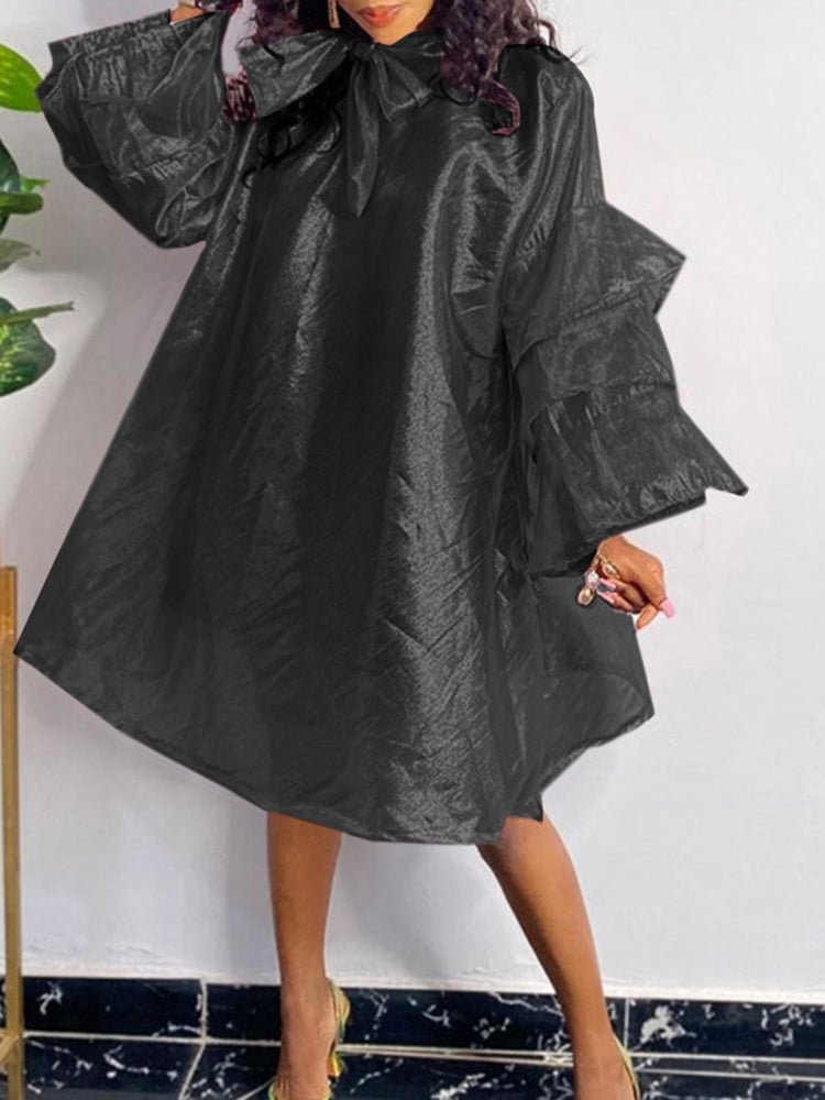 Large size solid color tie dress QueenFunky