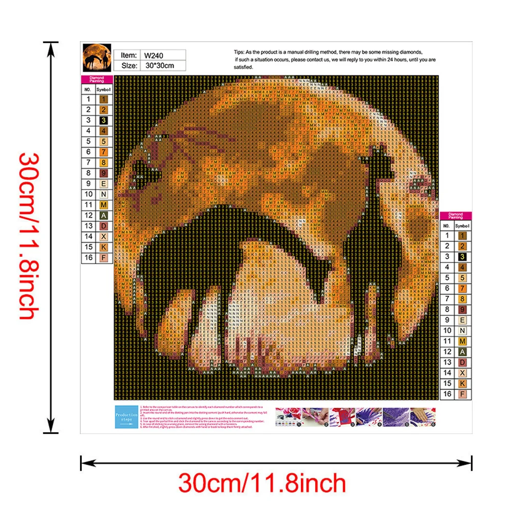 Diamond Painting - Full Round Drill - Moon Giraffe(30*30cm)