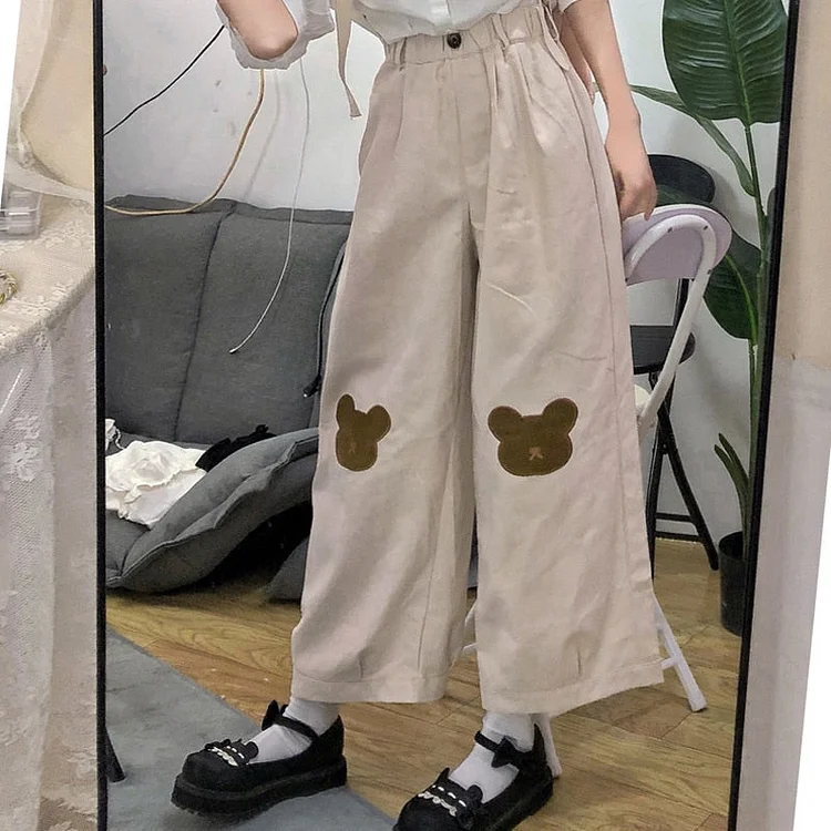 Japanese Kawaii Cartoon Bear Embroidery Pants SP16573