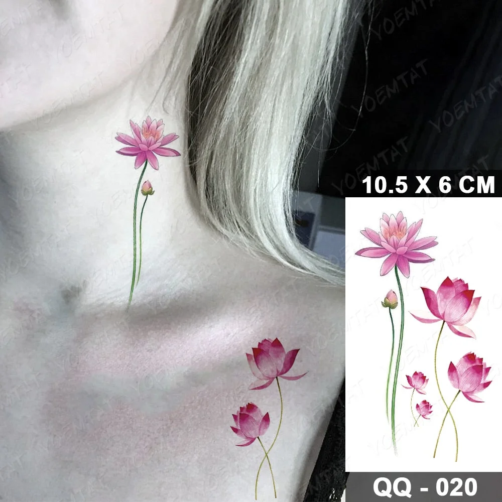 Waterproof Temporary Tattoo Sticker Owl Pink Flowers Flash Tatoo Swallow Butterfly Bird Hand Wrist Fake Tatto For Body Art Women