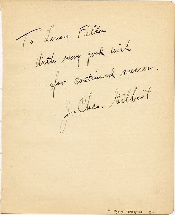 J. CHARLES GILBERT Autograph - ca.1930's