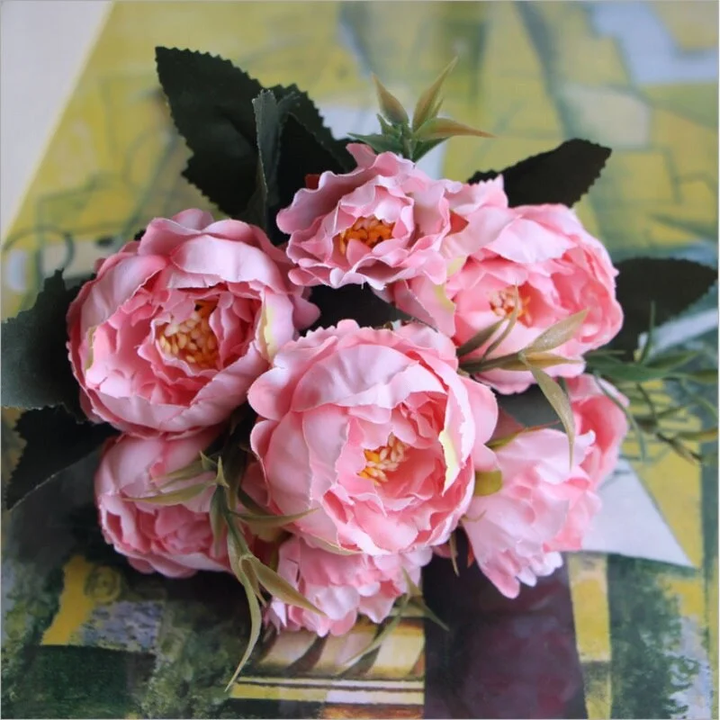 1pcs/lot Artificial Silk Flower bouquet Mini Fall Peony Bride Home Wedding Party Decoration Cheap European Fake Flowers