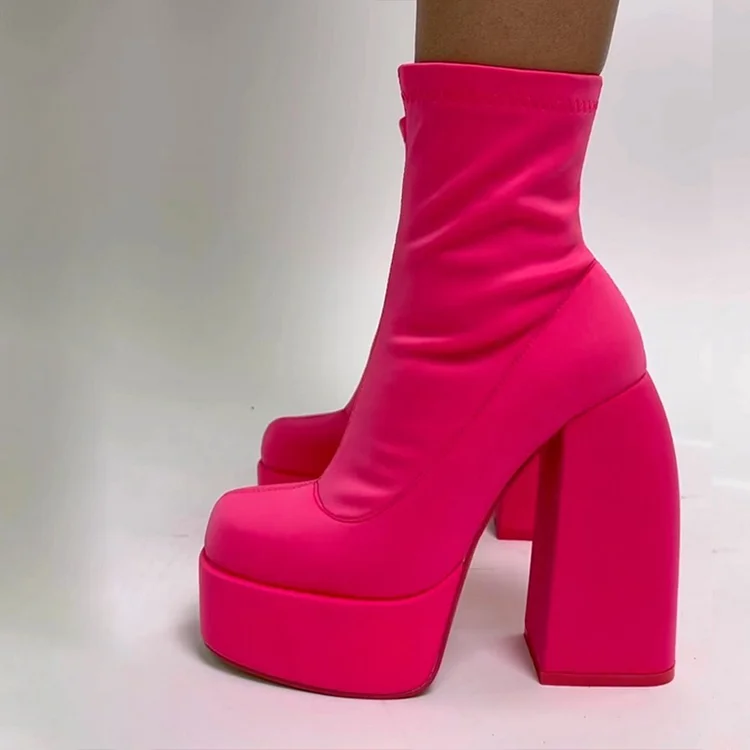 pink platform booties