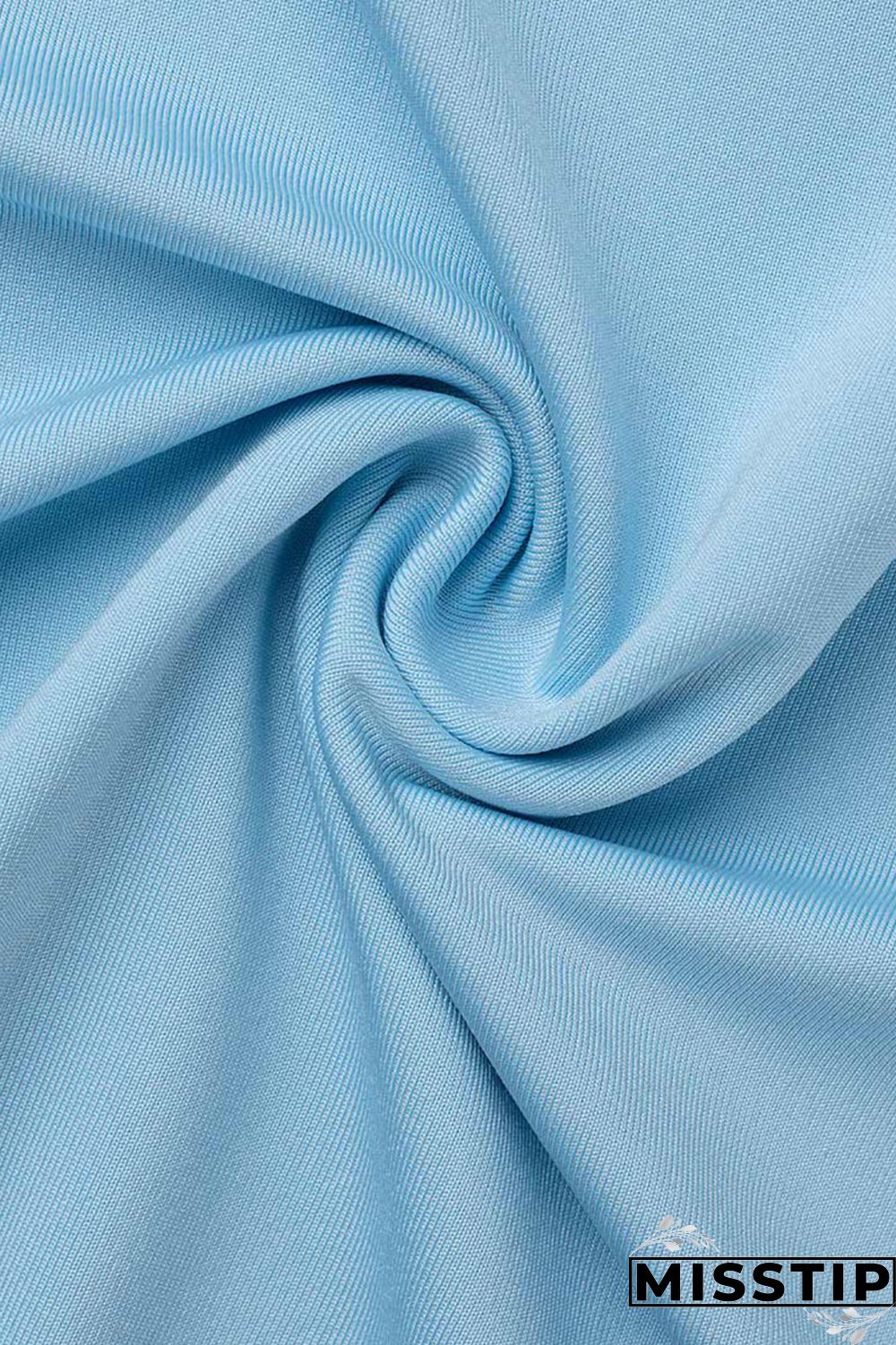 Blue Casual Solid Bandage Patchwork Slit O Neck Sleeveless Two Pieces