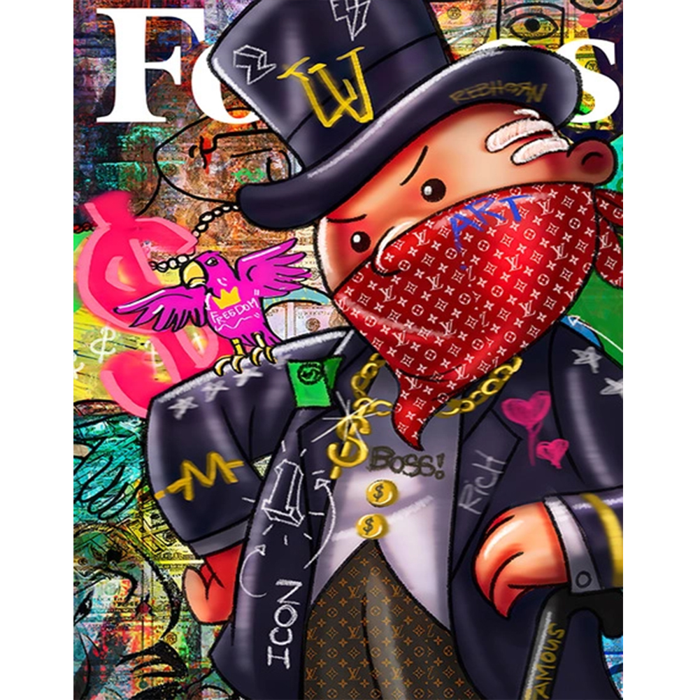 

30*40CM - Round Drill Diamond Painting - Graffiti Boy in Suit, 501 Original