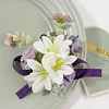 10PCS Purple White Wedding Catering Bridal Groom Guests Corsage Boutonniere Wrist Artificial Flower Bouquets