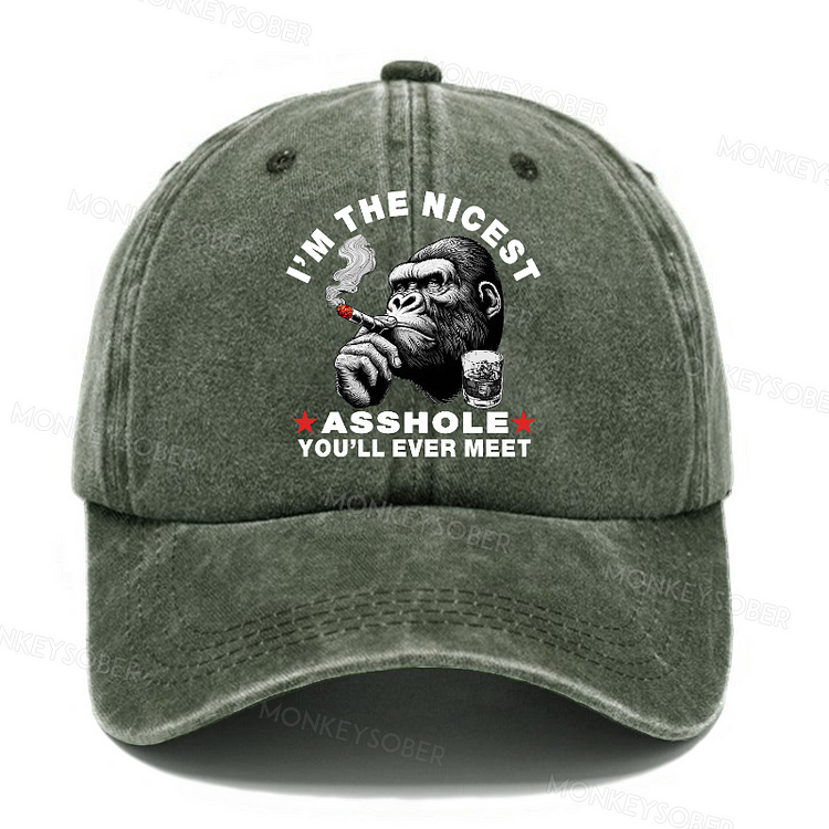 I'm The Nicest Asshole You'll Ever Meet  Washed Baseball Caps