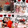 Birthday Decorations, NO DIY, Pre-Strung Happy Birthday Banner with Honeycomb Balls, Hanging Swirls, Circle Dots Garland, Happy Birthday Party Decorations for Women Men Boys Girls (Red & Black)