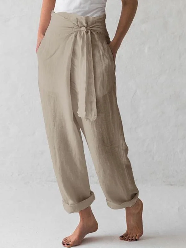 Self Tie Double Pockets Pants-Mayoulove