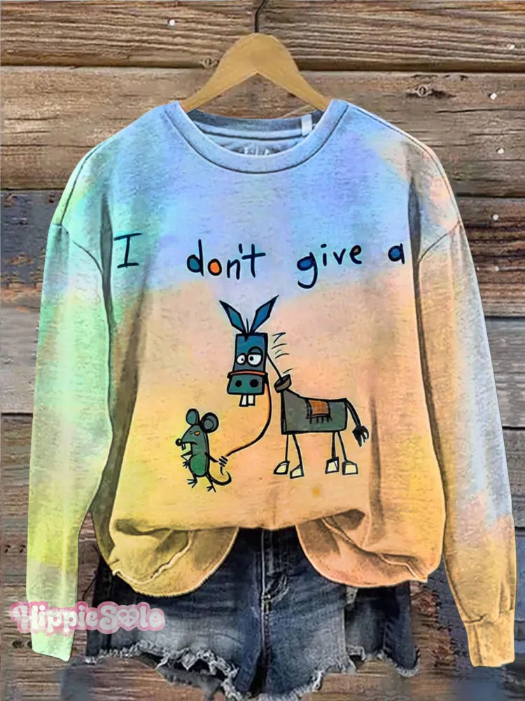 I Don&lsquo;t Give A Funny Donkey Letter Print Casual  Sweatshirt