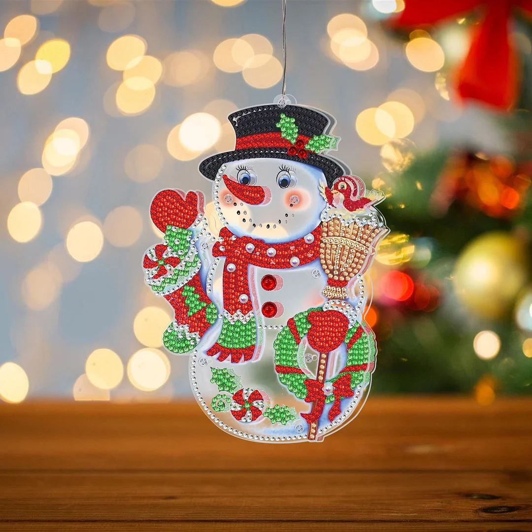 5D Christmas Diamond Painting Hanging Light Festive Rhinestone Lamp Pendant