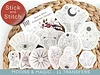 【11 PCS】Moons and Magic-Water Soluble Alphabet Floral Embroidery Pattern,peel and stick paper for ornaments