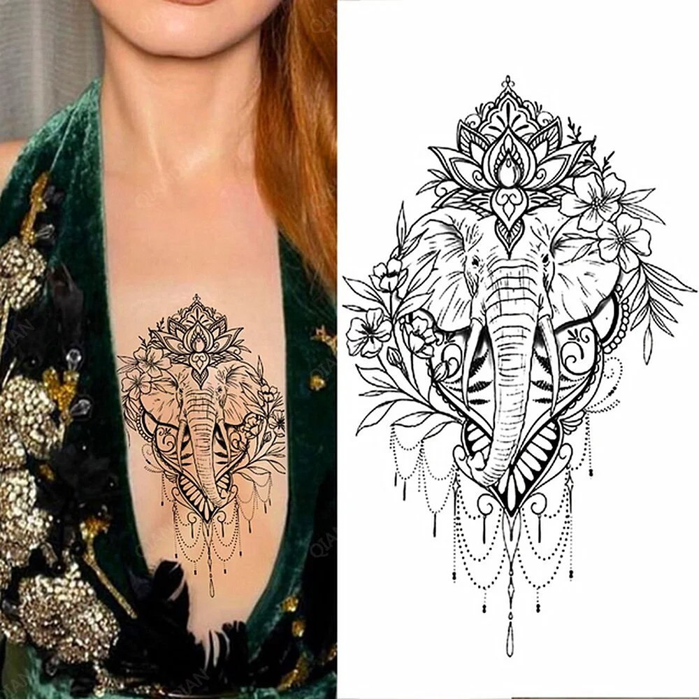 Arm Temporary Tattoo Tiger Flower Lion Rose Wing Wolf Mountain Dolphin Body Chest Leg Waterproof Sticker Tatoo Fashion Man Totem