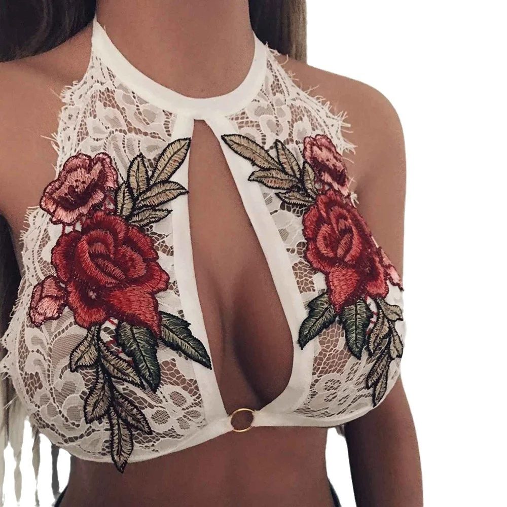 Churchf New Hanging Neck Bra Fashion Sexy Embroidery Lace Embroidery Top 100 Bra Woman 1056