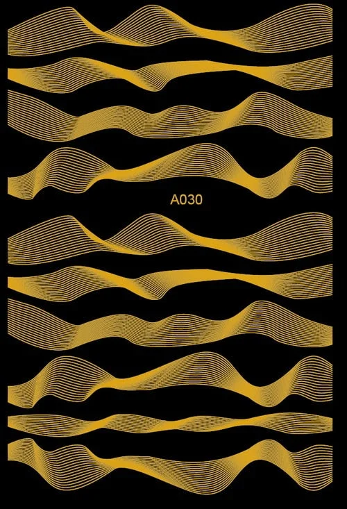 Black Wave Gold Stars White Line Nail Art Stickers Designs Manicure Sticker Back Glue Accessories for Nail Art Decoration Decals