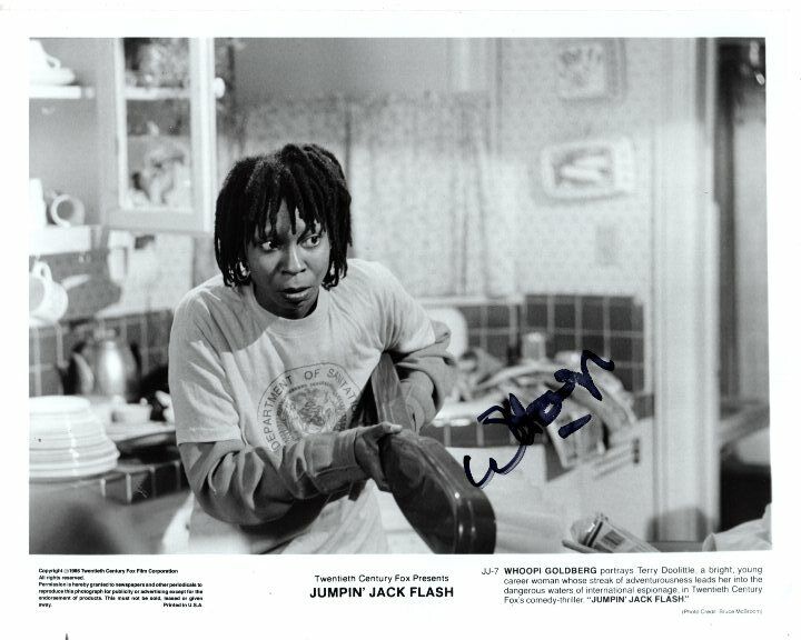 WHOOPI GOLDBERG signed JUMPIN' JACK FLASH TERRY DOOLITTLE 8x10 press Photo Poster painting