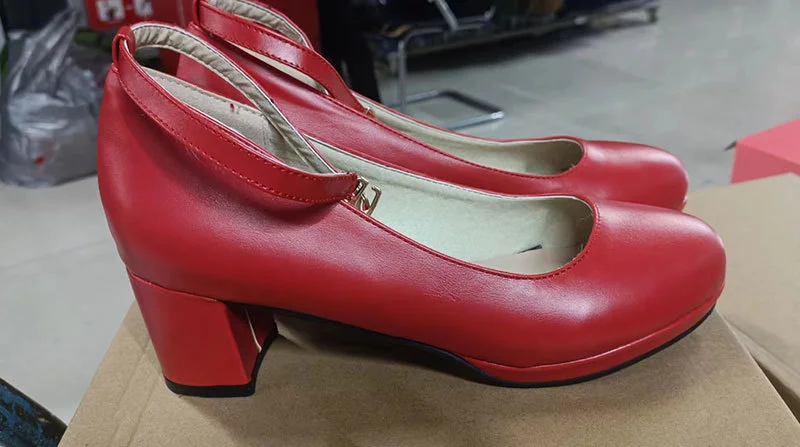 Tanguoant Tanguoant Word Buckle Single Shoes Spring Single Shoes Shallow Mouth Single Shoes Female Plus Size 707