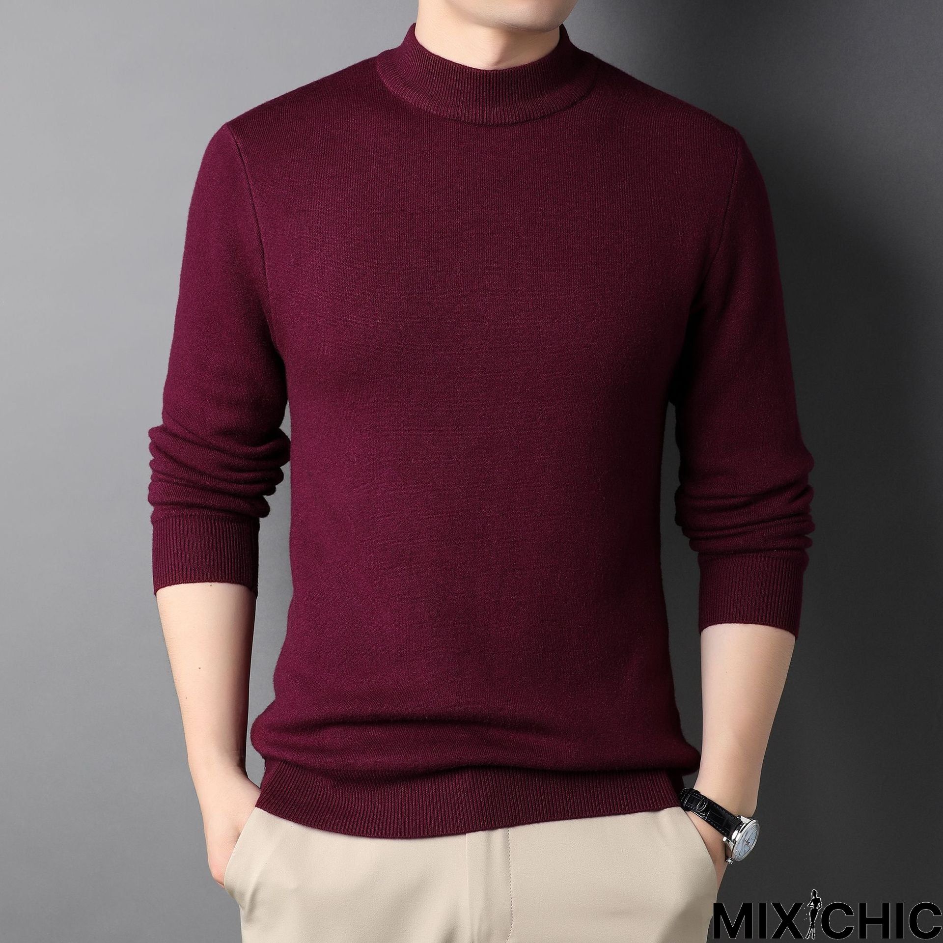 Solid Color Half Turtleneck Men's Sweater