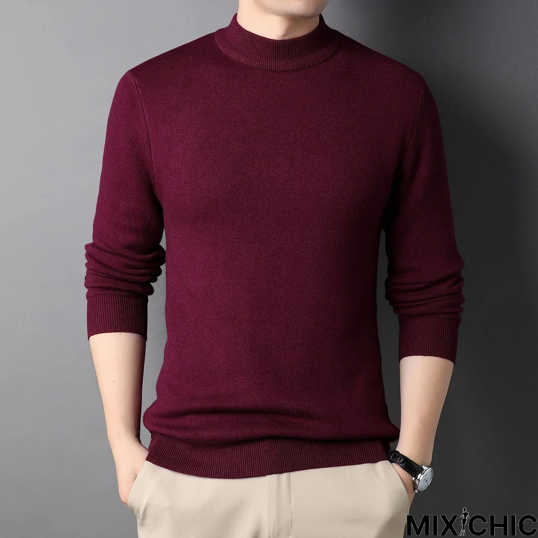 Solid Color Half Turtleneck Men's Sweater
