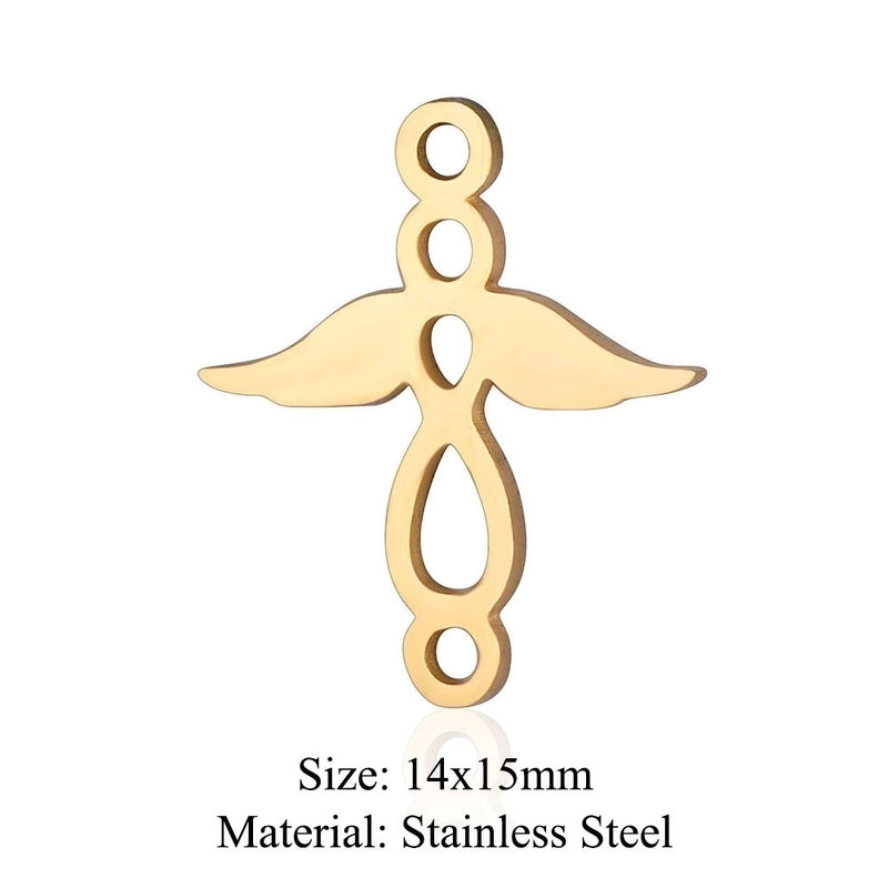 5 Pieces Stainless Steel 18K Gold Plated Angel Wings